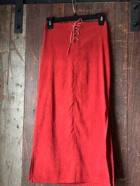 Amy Byer Redish orange Lace-Up Faux Suede Maxi Skirt